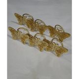 Metal Kelebek Peçete Halkası, Altın Rengi, 6'lı Set, 6.5x4.5x5 cm