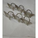 Metal Kelebek Tasarımlı Peçete Halkası, Gümüş Renk, 6'lı Set, 6.5x4.5x5 cm