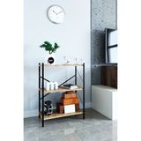 Metal Kitaplık 3 Raflı Çok Amaçlı Dosya Kitap Rafı Ofis Salon Raf Ceviz