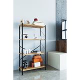 Metal Kitaplık 4 Raflı Çok Amaçlı Dosya Kitap Rafı Ofis Salon Raf 112 cm Ceviz