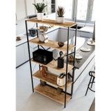 Metal Kitaplık 5 Raflı Ev Ofis Rafı Dosya Kitap Mutfak Rafı Çok Amaçlı Geniş Raflı 180cm Atlantik Çam