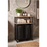Metal Kızaklı Çamaşır Sepeti 2x40 Lt Kirli Sepeti Raflı Banyo Dolabı Büyük Boy 2 Katlı Kirli Sepeti Çok Renkli