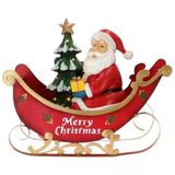 Metal Kızakta Noel Baba Biblo 53Cm Pilli Led Işıklı
