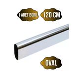 Metal Krom Oval Askı Borusu Mobilya Askı Borusu(Metal)(Krom)(Oval)(En:15mm Boy:30mm) Krom 120Cm
