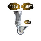 Metal Krom Tekerli Ayak Mobilya Masa Ve Dolap Tekerli Ayağı(Frenli)(Krom)(15Cm)(Ayak Çapı:42mm) Krom 15Cm 15Cm - 1 Adet
