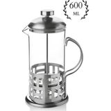 Metal Kulplu French Press 600ML, Şık ve Dayanıklı Kahve Demleme Aracı - Seçenek 1 - Ahşap - Ceviz