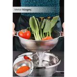 Metal Kulplu Paslanmaz Çelik Süzgeç 26 Cm Makarna - Pirinç - Bulgur
