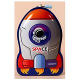 Metal Kumbara Roket Anahtarlı 1 Adet Kilitli Astronot Roket Uzay Mekiği Figürlü Kilitli Metal Kumbara 13X19cm