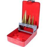 Metal Kutulu Kademeli Matkap Ucu Seti (3'lü Set) - Altın