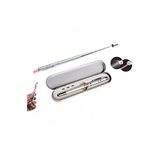 Metal Kutulu Kırmızı Lazerli, Led Işıklı Mıknatıslı Pointer Kalemi İşaretçi Uzayabilen Sunum Çubuğu Teleskopik Metal Tükenmez Kalem (PRS-1521G)