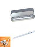 Metal Kutulu Kırmızı Led Işıklı, Beyaz Led Işıklı Pointer İşaretçi Kalemi Metal Tükenmez Kalem (Beyaz) (PRS-MK1LL2TK-B)
