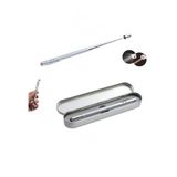 Metal Kutulu Kırmızı Led Işıklı, Led Işıklı Pointer Kalemi İşaretçi Uzayabilen Sunum Çubuğu Teleskopik Metal Tükenmez Kalem (Gümüş (PRS-MK1LL2TTK-G)