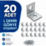 Metal L Köşebent Gönye, Çelik, 15x15x16 mm, 20 Adet, Vida Dahil, Mobilya, Raf ve Dolap Sabitleme için