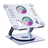 Metal Laptop Standı 360 Derece Dönebilir Rgb Çift Fanlı Premium Serisi Notebook Tutucu Alüminyum Macbook Yükseltici 11-17 İnç