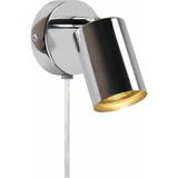 Metal Mafsallı Krom Spot Armatür Aplik Kablolu Fişli Beyaz LED Ampullü - 0,5 W - Altın
