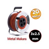 Metal Makaralı Seyyar Cca Kablo 4 Prizli Monofaze Uzatma Kablosu 3X2.5 Mm Ttr Kablo 20 Metre