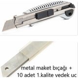 Metal Maket Bıçağı-Falçata + 10 Adet Maket Bıçağı Yedeği