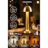 Metal Mantar Gold Masa Lambası Dokunmatik 3 Işıklı Şarjlı