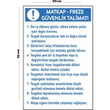 Metal Matkap Freze Güvenlik Talimatı 20CM x 30CM A4 Büyüklüğünde Uyarı Levhası Yönlendirme Tabelası - 20 cm x 30 cm