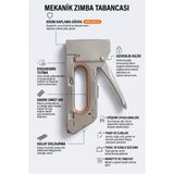 Metal Mekanik Zımba Tabancası - Döşeme Kumaş ve Pano Afiş Zımbalama Makinesi