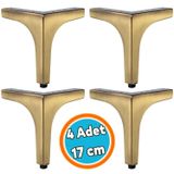 Metal Mobilya Ayağı Sağlam Tasarım Sehpa Masa Koltuk Tv Ünitesi Destek Ayak 17 Cm Antik Sarı 4 Adet