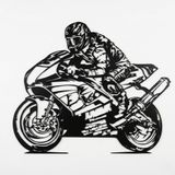 Metal Motosiklet Duvar Sanatı, Motosiklet Sürücüsü Hediyesi, Motor Döngüsü Severler için Hediye, Metal Duvar Sanatı, Ev Ofis Dekorasyonu (24 "G x 20" Y / 60x50 cm)