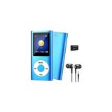 Metal Mp3 Çalar Dijital Ekranlı Mp4 Player Ses Kayıt Fm Radyo 32Gb Hafıza Kartı Hediye Mavi
