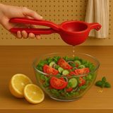 Metal Narenciye Limon Sıkacağı Özel Tasarım Desenli Limon Portakal Sıkacağı Mat Siyah - Kırmızı