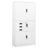 Metal ofis dolabı, 90 x 40 x 180 cm, verimli organizasyon için 3 ayarlanabilir raflı ve bilyalı rulman çekmeceli dayanıklı beyaz çelik belge dolabı