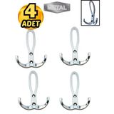 Metal Okyanus Krom Portmanto Askısı Duvar Tipi – 4’Lü