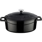 Metal Oval Döküm Tencere, 25 Cm, 3.19 L Hacim, Siyah