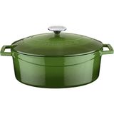 Metal Oval Döküm Tencere, 29 Cm, 4.67 L Hacim, Yeşil