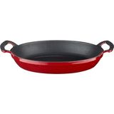 Metal Oval Kuplu Döküm Tava 27x20, Kırmızı