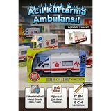 Metal Oyuncak Ambulans - Çek Bırak Özellikli, Açılabilir Arka Kapılı Die-Cast Kurtarma Aracı