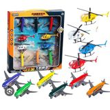 Metal Oyuncak Helikopter Ve Uçak Seti - 10 Parça Çek-Bırak Özellikli