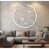 Metal Papatya Çiçeği Duvar Sanatı Heykel Ev Ofis Dekorasyonu (Beyaz, 30"x30" / 76x76 cm)
