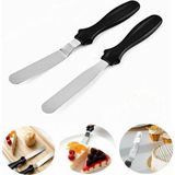 Metal Pasta Spatulası 2li Büyük Pasta Sıvama Tarağı Bıçağı 23 cm Pasta Dekor Tarağı 2 Adet Eğik Düz