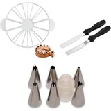 Metal Pasta Spatulası 2li Pasta Dilimleyici 8-12 Kişilik ve Rus Duyu Seti 7li Pasta Yapım Seti 10LU