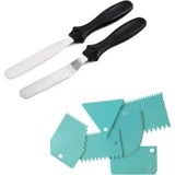 Metal Pasta Spatulası 2li ve Pasta Dekor Tarağı 6lı Pasta Sıvama Tarağı Hamur Kesici ve Pasta Sıvama