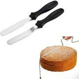 Metal Pasta Spatulası 2li ve Pasta Kesici 34 cm Pasta Keki Dilimleyici Pasta Sıvama Tarağı Bıçağı