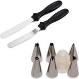 Metal Pasta Spatulası 2li ve Rus Duyu Seti 7li Büyük Pasta Sıvama Tarağı Bıçağı 2li ve Pasta Duyu