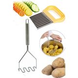 Metal Patates Ezici + Tırtıklı Patates Dilimleyici