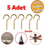 Metal Piton Vidali Gerdirme 21X100 Cekme Kaldirma Tavan Acik Agiz Kancali Avize Asma Kiti 5 Adet