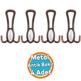 Metal Portmanto Vestiyer Duvar Dolap Elbise Mobilya Kapı Askısı Askılığı Askılık Antik Bakır 4 Adet