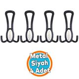 Metal Portmanto Vestiyer Duvar Dolap Elbise Mobilya Kapı Askısı Askılığı Askılık Mat Siyah 4 Adet