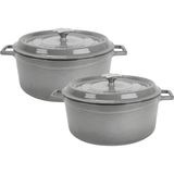 Metal Premium Serisi - Döküm Yuvarlak Tencere Seti 24 cm & 28 Cm, Majolik Gri - Standart