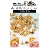 Metal Raptiye Çivisi 1000 Adet 1 Paket Perçinli Altın Sarı Raptiye Nikel Kaplamalı Ev Okul Büro Yuvarlak Raptiye