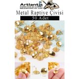 Metal Raptiye Çivisi 50 Adet 1 Paket Perçinli Altın Sarı Raptiye Nikel Kaplamalı Ev Okul Büro Yuvarlak Raptiye