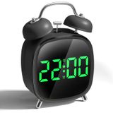 Metal retro çift çan, arkadan aydınlatmalı büyük ekran, yatak odası için küçük dijital LED komodin, yetişkinler, gençler ve derin uykuya sahip çocuklar için yüksek sesli çalar saat