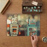 Metal Robotlar- Nostaljik Oyuncaklar Tasarımı 240 Parça Ahşap Puzzle Ahşap Kutuda MP00991